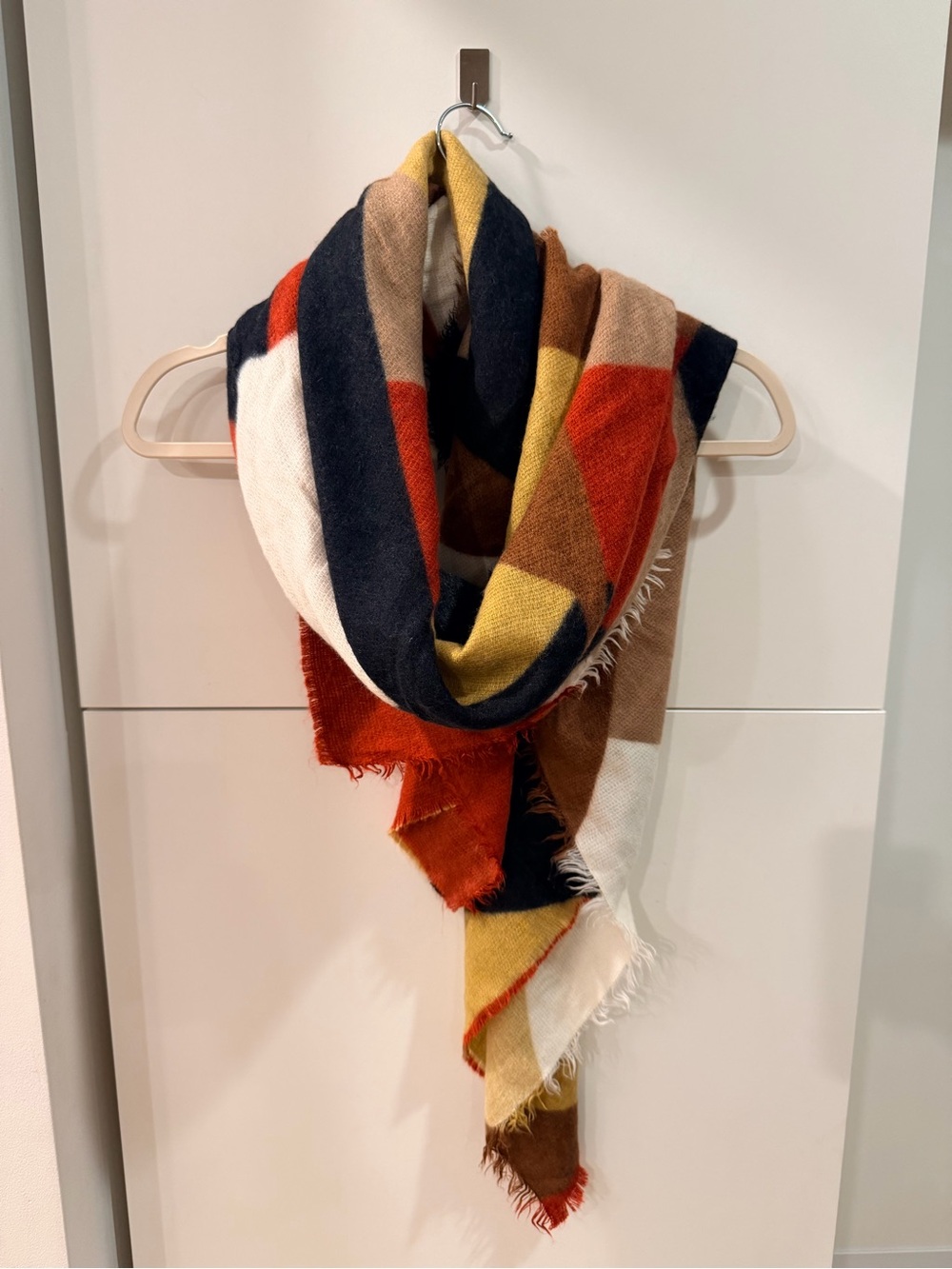 La Fiorentina Geometric Colorblock Oversized Square Blanket Scarf Wrap NWOT
